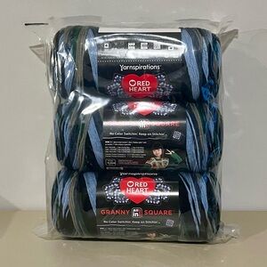 Red Heart Granny Square Yarn Trio in Black - Silver Sea